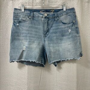 Seven7 Women’s Light Blue Distressed Jean Shorts Size 12 Raw Hem Everyday 90s